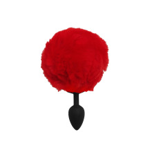 Силіконова анальна пробка S Чорна з Червоним хвостиком