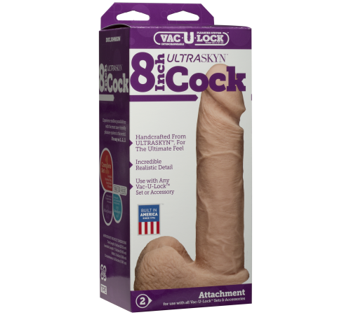 Фаллоимитатор Doc Johnson Vac-U-Lock - 8 Inch ULTRASKYN Cock White, диаметр 5,1см