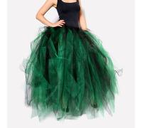 Пышная зелёно-чёрная фатиновая юбка, размер L-2XL