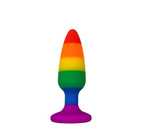 Силіконова анальна пробка Wooomy Hiperloo Silicone Rainbow Plug S, діаметр 2,4 см, довжина 9 см