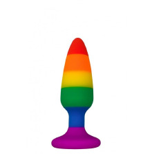 Силиконовая анальная пробка Wooomy Hiperloo Silicone Rainbow Plug S, диаметр 2,4 см, длина 9 см