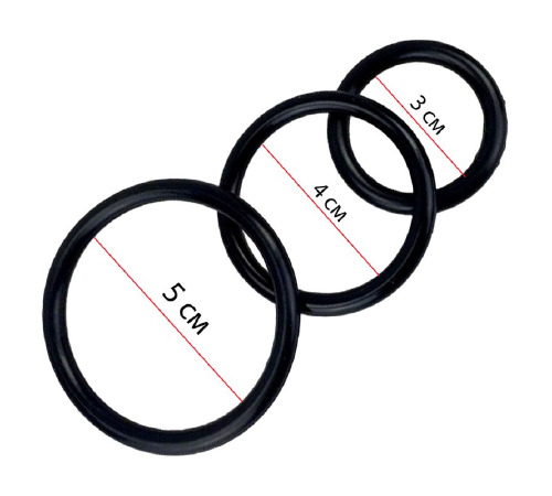 Кільця ерекційні 3в1, Силікон, Чорний
