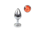 Металлическая анальная пробка S с Оранжевым кристаллом , длина 7см, диаметр 2,8см