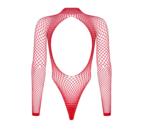 Сетчатый бодистокинг с длинным рукавом Obsessive B126 teddy red XL/XXL, красный