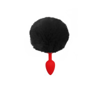 Силіконова анальна пробка S Червона з Чорним хвостиком