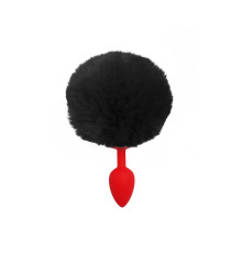 Силиконовая анальная пробка S Красная с Черным хвостиком