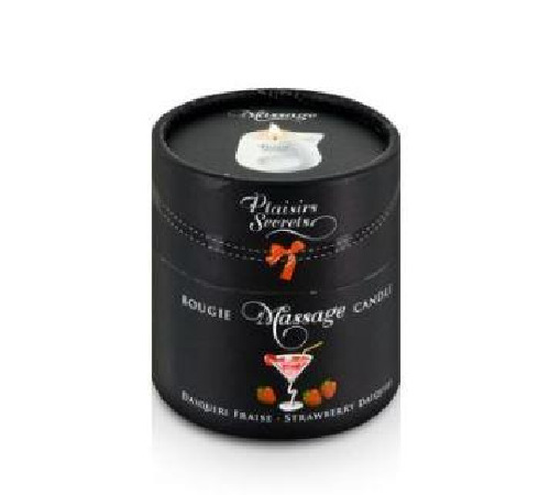 Масажна свічка Plaisirs Secrets Strawberry Daiquiri (80 мл) подарункове паковання, керамічний посуд