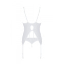 Корсет Passion Ursula Corset white L/XL, с пажами, трусики с ажурным декором и открытым шагом
