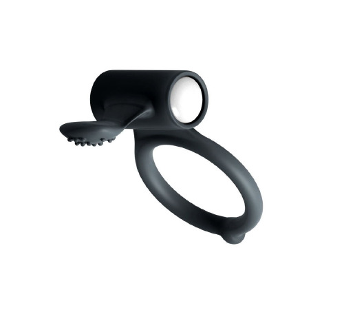 Ерекційне кільце Dorcel Power Clit Black V2 з вібрацією та язичком з щіточкою