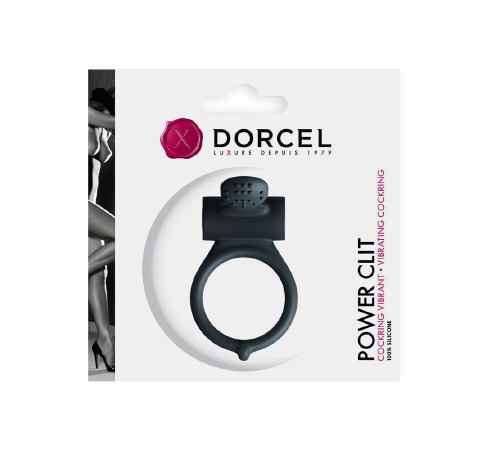 Ерекційне кільце Dorcel Power Clit Black V2 з вібрацією та язичком з щіточкою