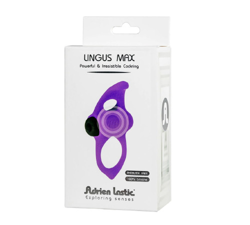 Эрекционное виброкольцо Adrien Lastic Lingus MAX Violet с язычком для стимуляции клитора