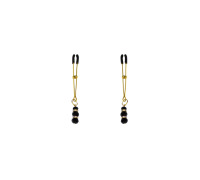 Тонкі затискачі для сосків з підвіскою Feral Feelings - Thin nipple clamps, золото/чорний