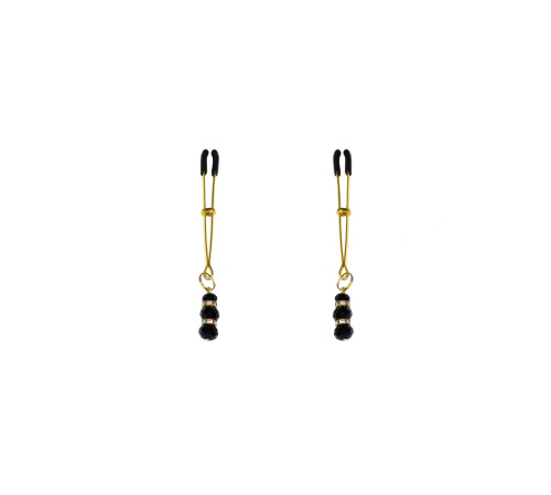 Тонкие зажимы для сосков с подвеской Feral Feelings - Thin nipple clamps, золото/черный