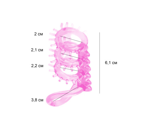 Насадка на член 4 Кільця, колір Рожевий, гель