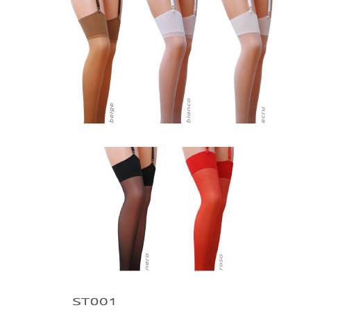 Класичні панчохи під пояс із широкою гумкою ST001 5 bianco - Passion