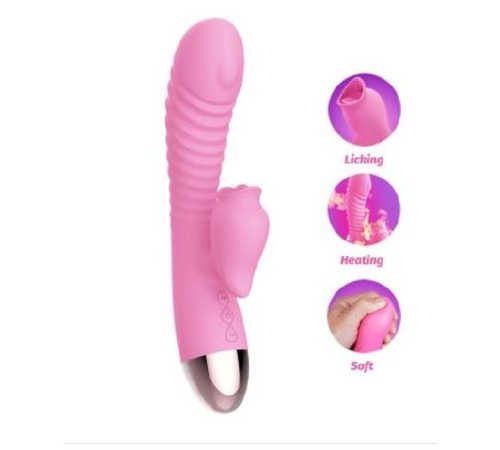 Вибратор-кролик с подогревом и шаловливым язычком для клитора Leten Wonderful Purple