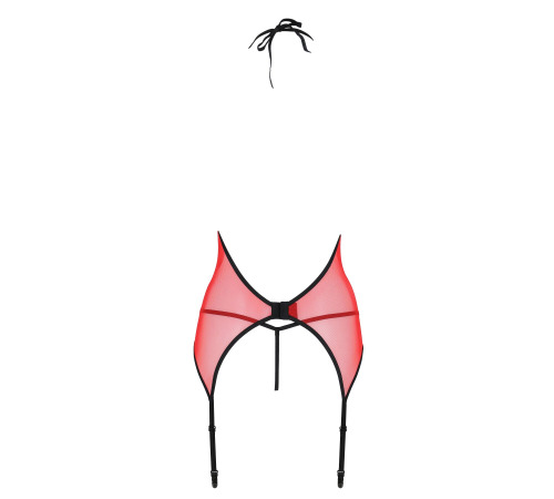 Корсет з пажами для панчіх Passion PEONIA CORSET L/XL red, стрінги