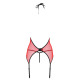 Корсет з пажами для панчіх Passion PEONIA CORSET L/XL red, стрінги