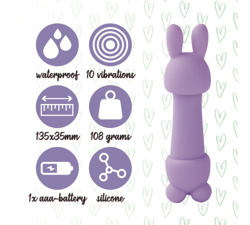 Мини-вибратор FeelzToys Mister Bunny Purple с двумя насадками