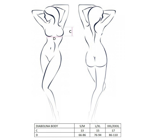 Боди монокини с открытой грудью DIABOLINA BODY black L/XL - Passion