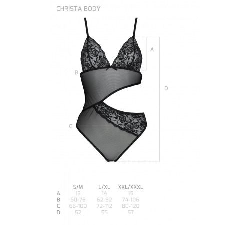 Боди с ажурным лифом Christa Body black XXL/XXXL — Passion