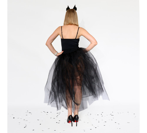 Пышная чёрная юбка из фатина для Хэллоуина – элемент костюма ведьмы, размер XS-M