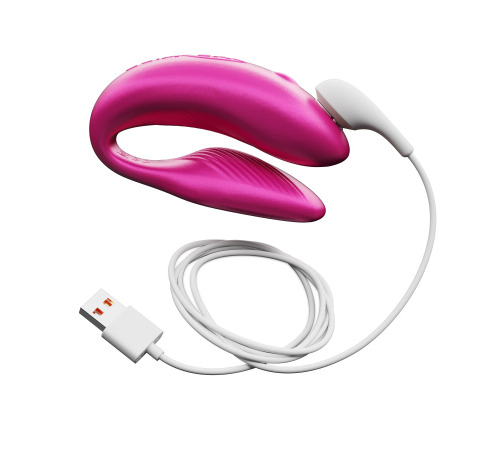 Смарт-вібратор для пар We-Vibe Chorus Cosmic Pink, сенсорне керування вібраціями стисненням пульта