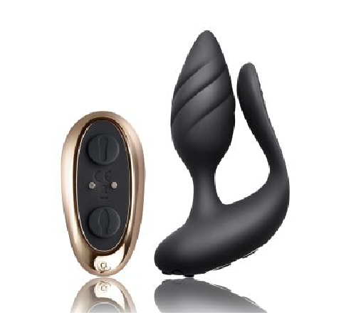 Анально-вагинальный вибратор для пар Rocks Off Cocktail Black, пульт ДУ