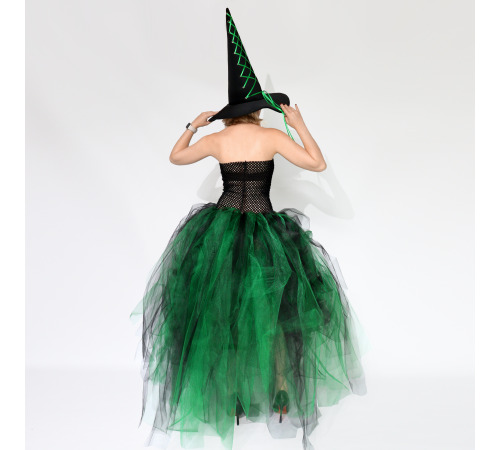 Костюм відьми з корсетом, комплект на Геловін з капелюхом, Розмір L-2XL