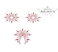 Пэстис из кристаллов Petits Joujoux Gloria set of 3 - Red, украшение на грудь и вульву