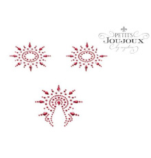 Пэстис из кристаллов Petits Joujoux Gloria set of 3 - Red, украшение на грудь и вульву