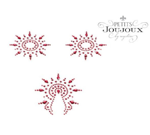 Пэстис из кристаллов Petits Joujoux Gloria set of 3 - Red, украшение на грудь и вульву