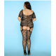 Бодистокинг с декольте и чулками Size Plus Black