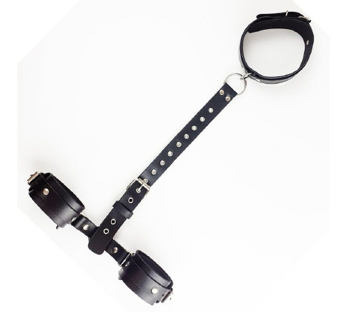 Фиксаторы для шеи и рук Art of Sex - Bondage Set из натуральной кожи, цвет черный