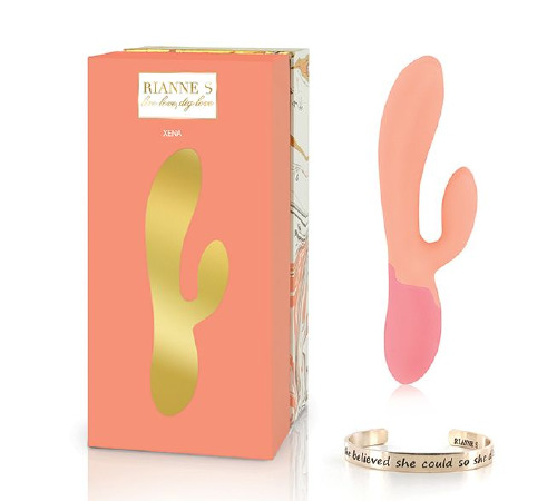 Вибратор-кролик Rianne S: Xena Peach/Coral, 10 режимов работы, медицинский силикон