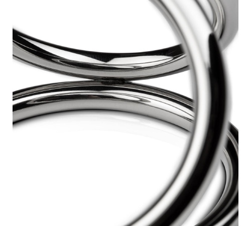 Тройное эрекционное кольцо Sinner Gear Unbendable - Triad Chamber Metal Cock and Ball Ring - Large