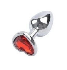 Анальна пробка Silver Metal Heart Red, M