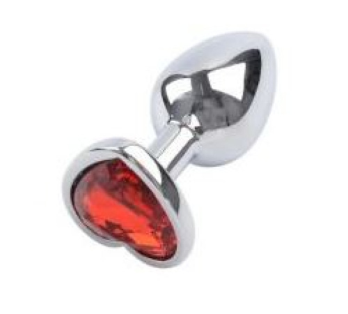 Анальна пробка Silver Metal Heart Red, M