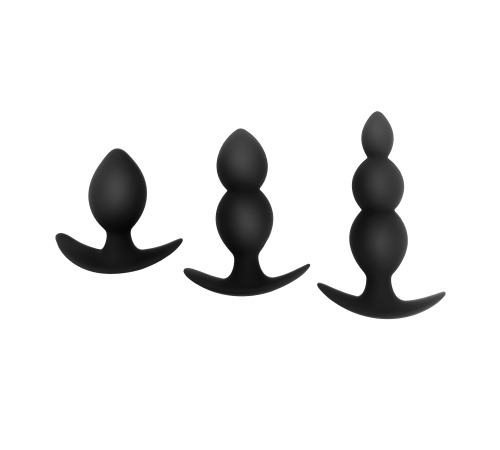 Силіконова анальна пробка оксамитова Дві кульки 37мм, Чорний