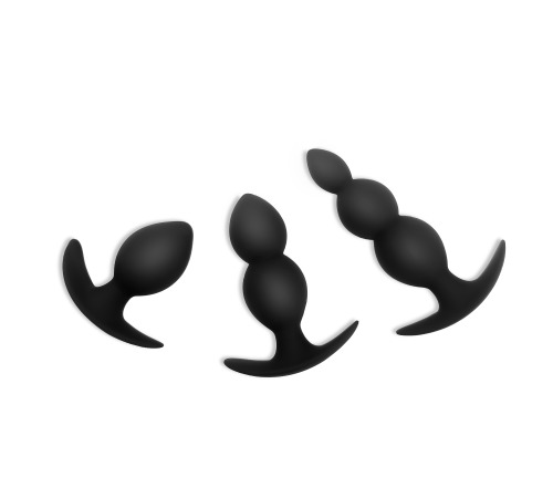 Силіконова анальна пробка оксамитова Дві кульки 37мм, Чорний