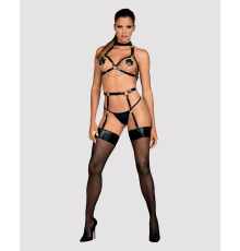 Портупея на грудь Obsessive A740 harness black O/S, искусственная кожа