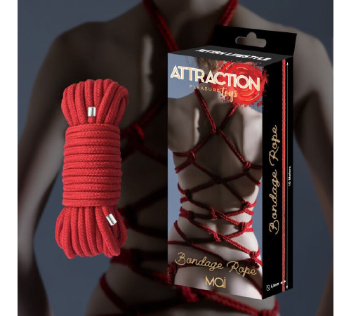 Веревка для BDSM MAI Bondage Rope Red, длина 10 м, диаметр 6,5 мм, полиэстер
