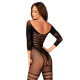 Сетчатый бодистокинг с имитацией подвязок Obsessive Bodystocking G329 S/M/L, black, с доступом