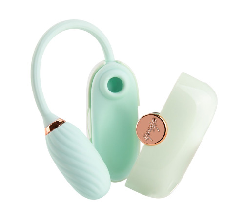 Вакуумный клиторальный стимулятор Otouch Louis Vibrate Teal с виброяйцом, в кейсе