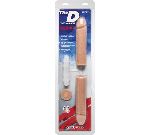Фалоімітатор подвійний Doc Johnson The D - Double D - 16 Inch - ULTRASKYN, діаметр 4,4 см, Vack-U-Lo