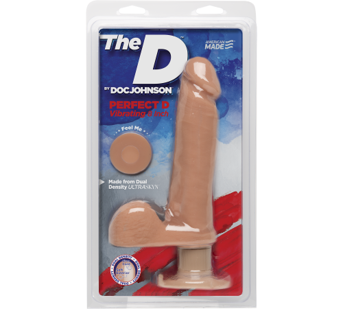Фалоімітатор Doc Johnson The D - Perfect D - Vibrating 8 Inch With Balls - ULTRASKYN, діаметр 5,1 см