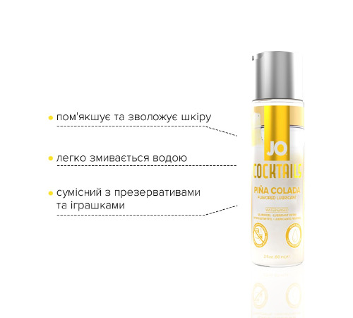 Лубрикант на водній основі System JO Cocktails - Pina Colada без цукру, рослинний гліцерин (60 мл)