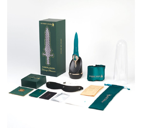 Вишуканий вібратор Knight Jenay FLOWERS&SWORD, маска, стрічка та лубрикант у комплекті