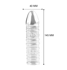 Гелевая насадка на пенис ребристая, хорошо тянется, размер универсальный