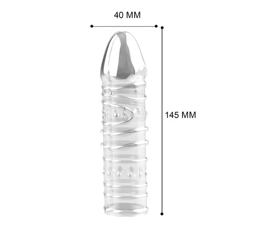Гелевая насадка на пенис ребристая, хорошо тянется, размер универсальный
